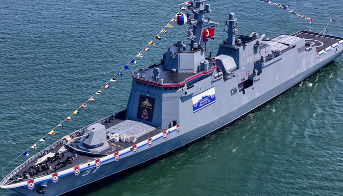 A view of a new multipurpose destroyer, as per state media KCNAs reports, in Nampo, North Korea, in this handout picture released on April 26, 2025. — Reuters