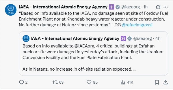 No rise in radiation after Israel’s attack on Iran, confirms IAEA