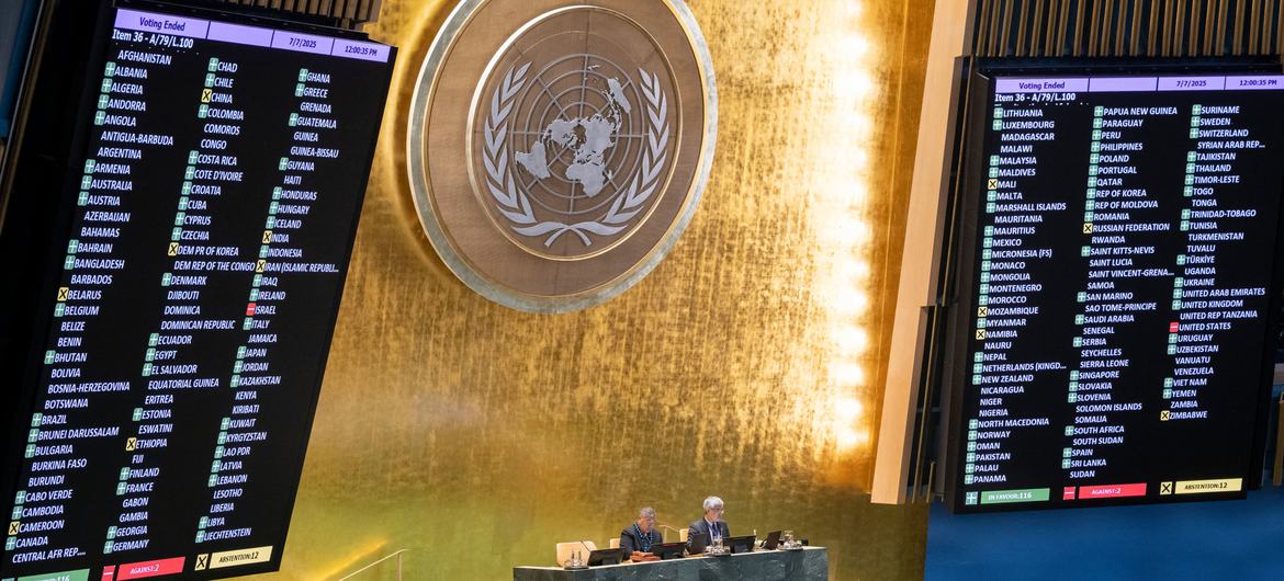 UN General Assembly votes on the draft resolution on Afghanistan.