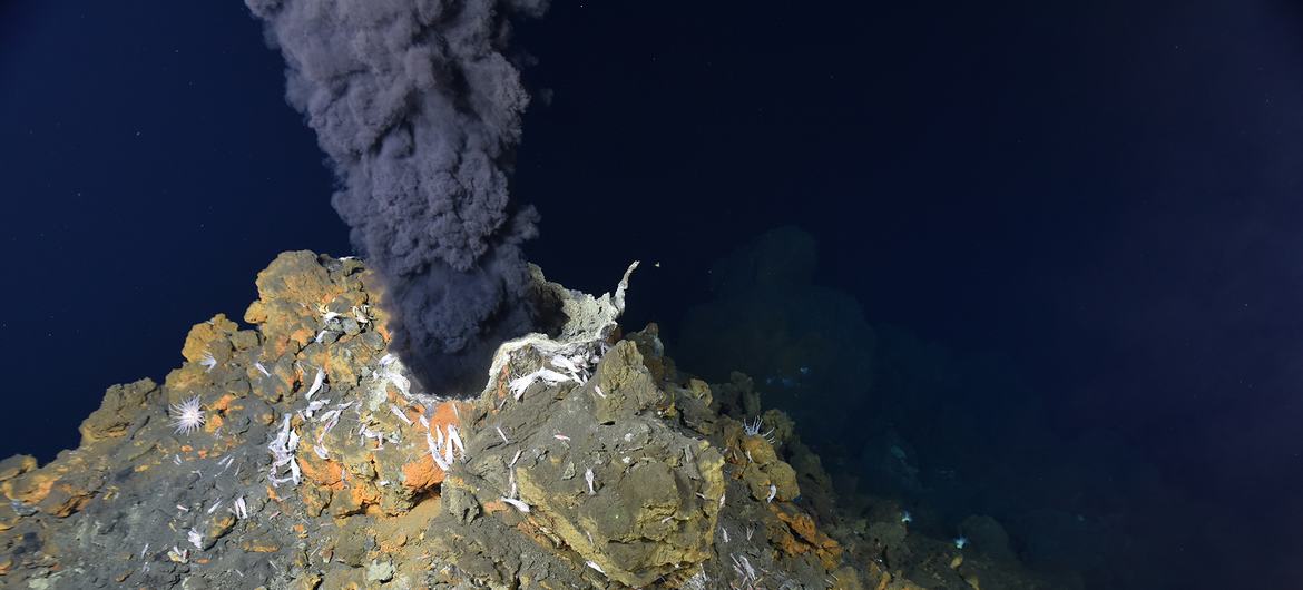 An active volcano on the ocean floor.