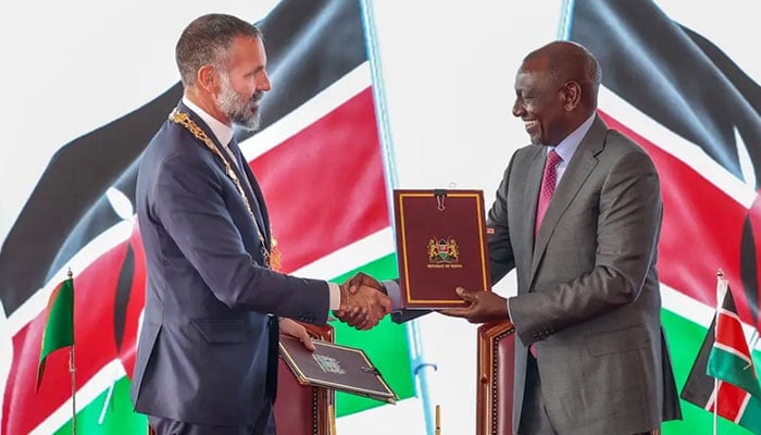 Prince Rahim Aga Khan V exchanges an MoU with Kenyan President William Ruto on August 26 2025. — AKDN website