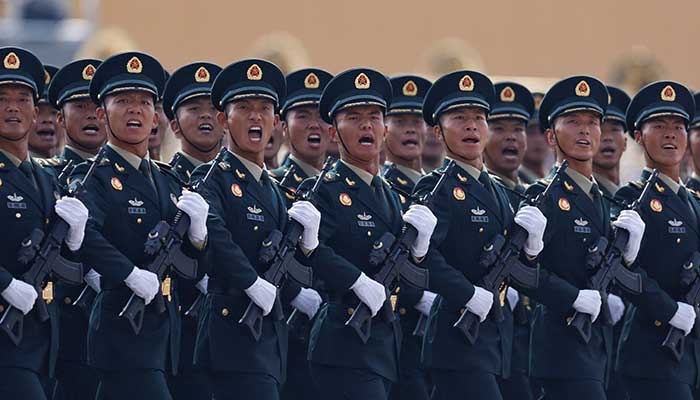 Chinese Rocket Force personnel march during a military parade to mark the 80th anniversary of the end of World War Two, in Beijing, China, September 3, 2025. — Reuters