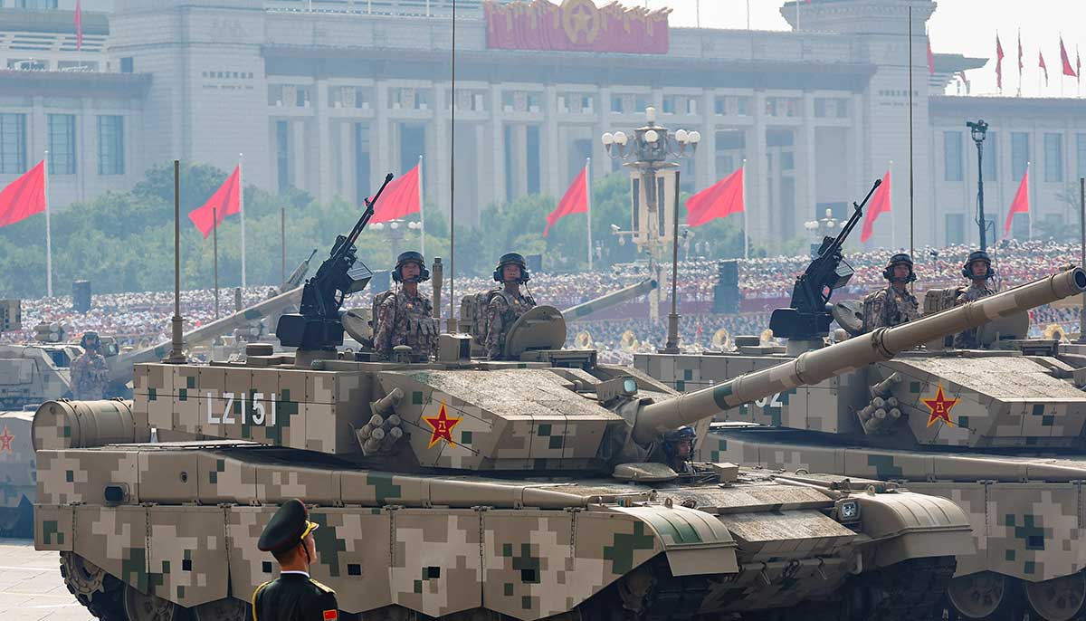 Members of the Peoples Liberation Army stand as the land operations group displays tanks during a military parade to mark the 80th anniversary of the end of World War II, in Beijing, China, September 3, 2025. — Reuters