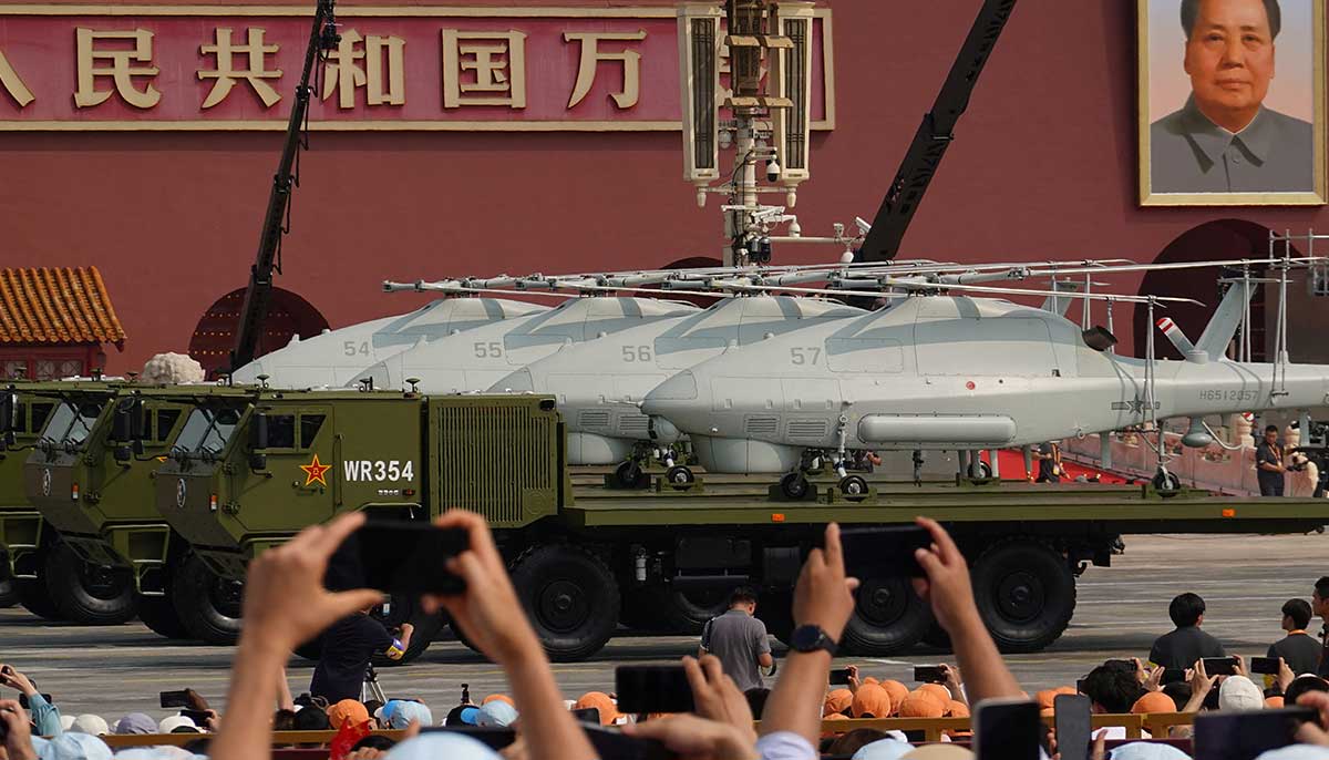 Unmanned operations group displays unmanned ship-based helicopters during a military parade to mark the 80th anniversary of the end of World War II, in Beijing, China, September 3, 2025. — Reuters