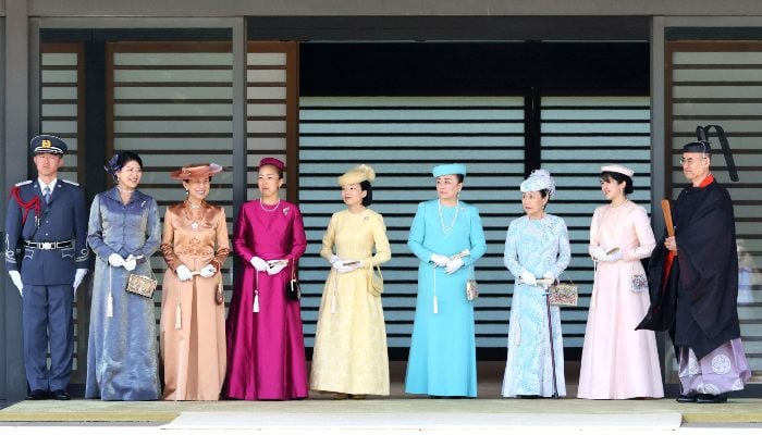Japanese Princesses send off Prince Hisahito, son of Crown Prince Akishino, as he leaves for a ceremony by a carriage at the Imperial Palace in Tokyo on September 6, 2025. — AFP