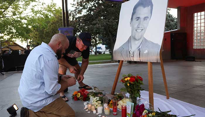 People attend vigil at Orem City Center Park, after US right-wing activist, commentator Charlie Kirk, was fatally shot during an event at Utah Valley University, in Orem, Utah, US on September 11, 2025. — Reuters