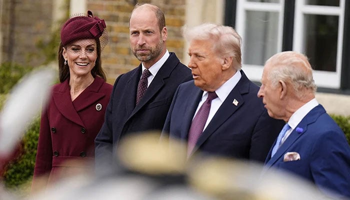 The Prince and Princess of Wales, US President Donald Trump and King Charles III wait for the carriages after arriving at Windsor Castle in Windsor, Berkshire, on day one of their second state visit to the UK. Picture date: Wednesday September 17, 2025. — Reuters
