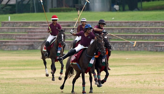 In this photograph taken on August 14, 2025, students mounted on horses play polo at the Mayo College school in Ajmer, India. — AFP