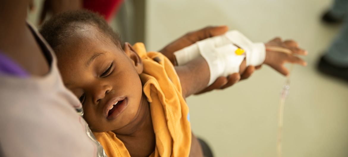 A young child is treated for cholera at a hospital in Port-au-Prince, Haiti.