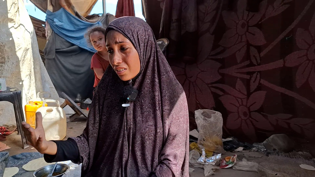 Aisha Al-Ra‘i, displaced from Gaza City to the south of the Strip