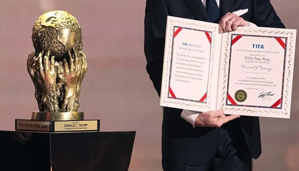 Trump won the award for ‘exceptional and extraordinary’ actions to promote peace and unity around the world, says FIFA president Gianni Infantino