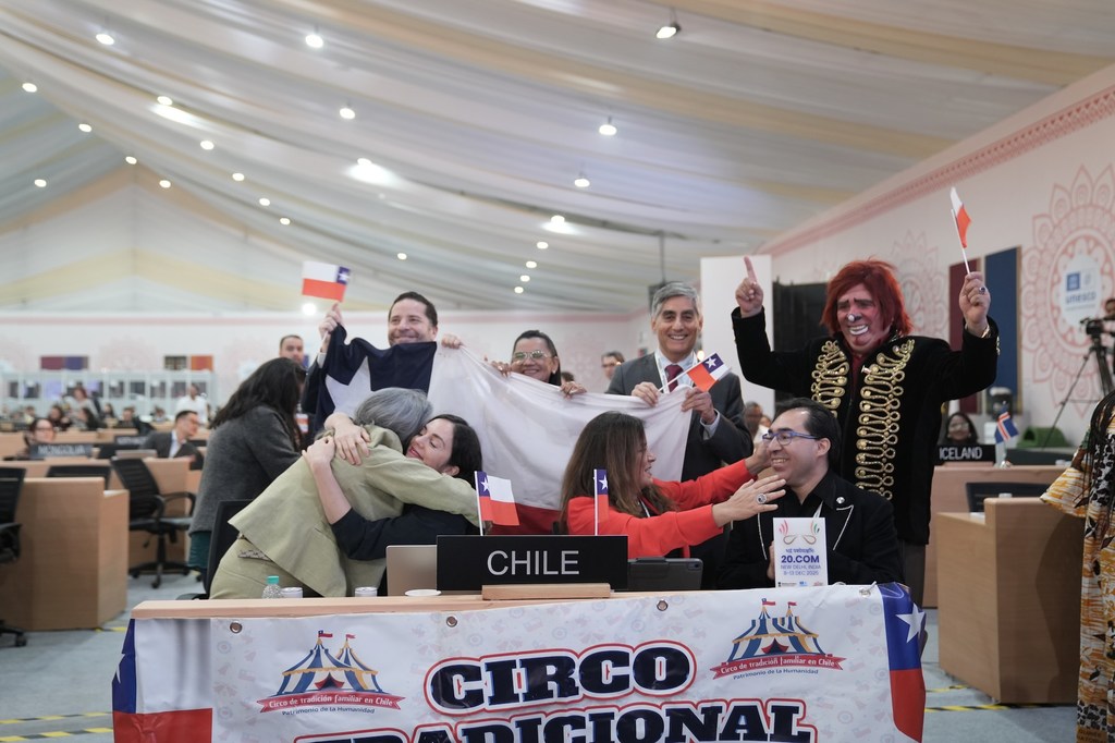Chile’s delegation at the 2025 Intangible Cultural Heritage Committee meeting in New Delhi.