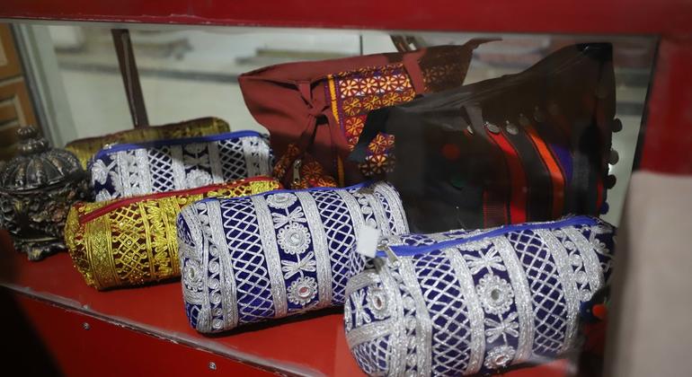 Accessories produced in Parwin Zafar’s tailoring shop.