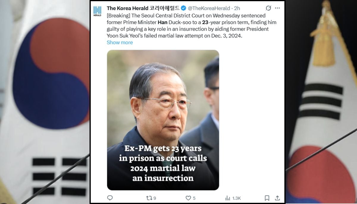 South Koreas ex-PM Han Duck-soo jailed for 23 years over martial law crises