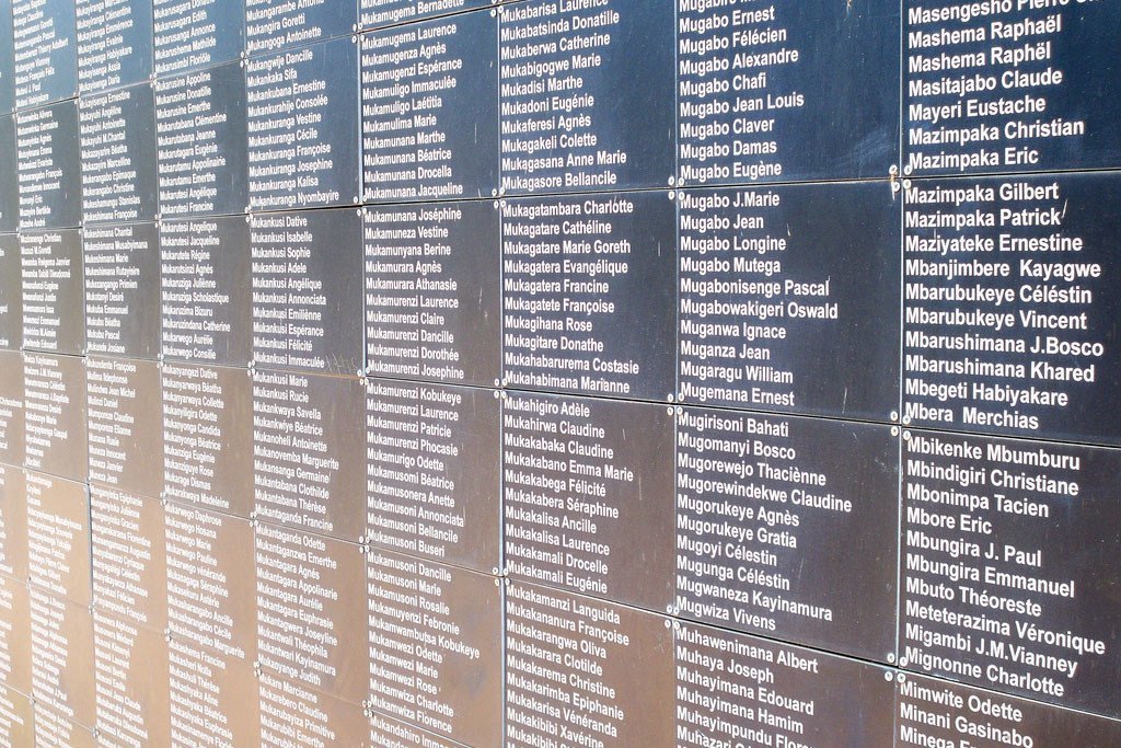 Wall of Rwanda Genocide victims' names at the Kigali Memorial Centre