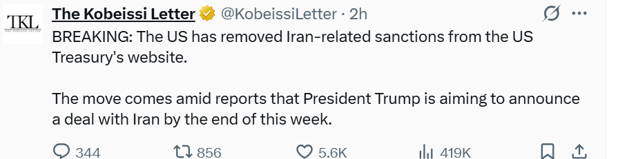 US Treasury lifts specific Iran sanctions as Trump deal nears